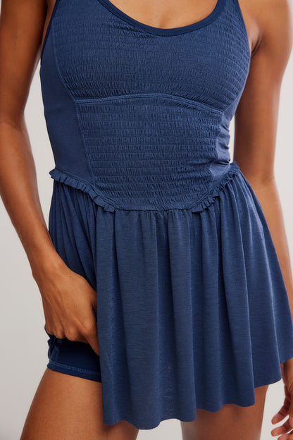 Smocking Hot Dress Navy